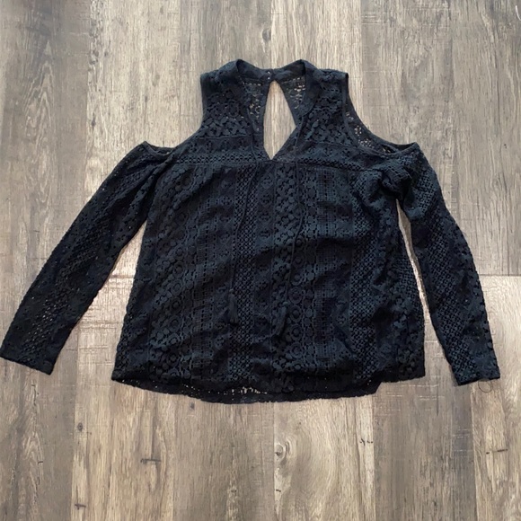 Hollister Tops - Dressy Black Laced Long Sleeve
